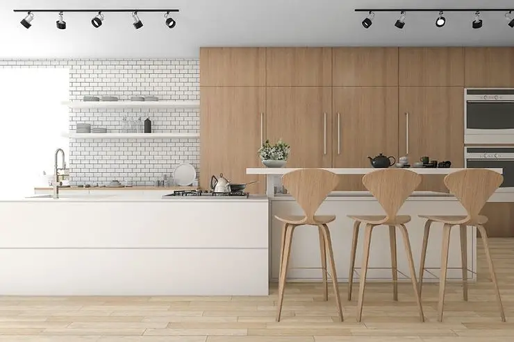 minimalist scandinavian kitchen natural wood white
