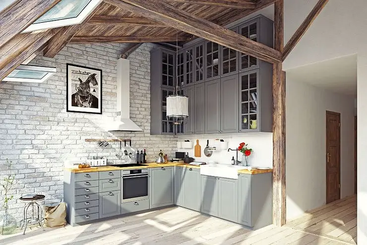 minimalist kitchen with wooden roof modern barn