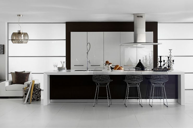 minimalist kitchen in black and white