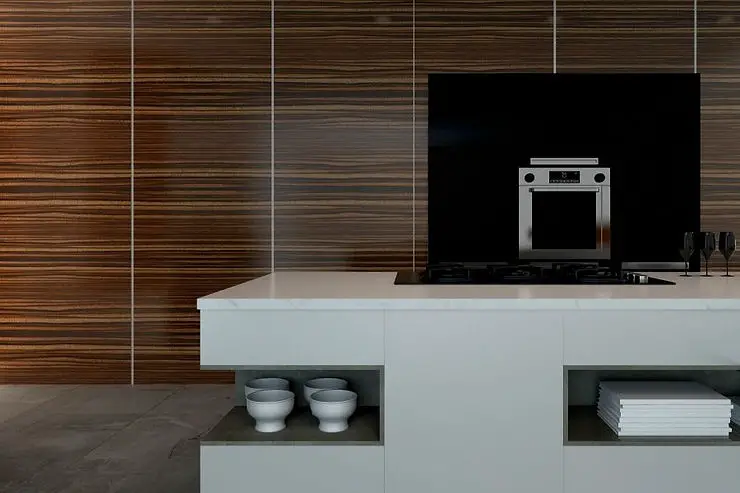 minimalist kitchen wood and white 