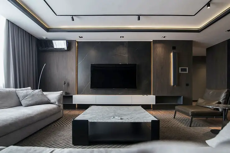 modern minimalist grey living room