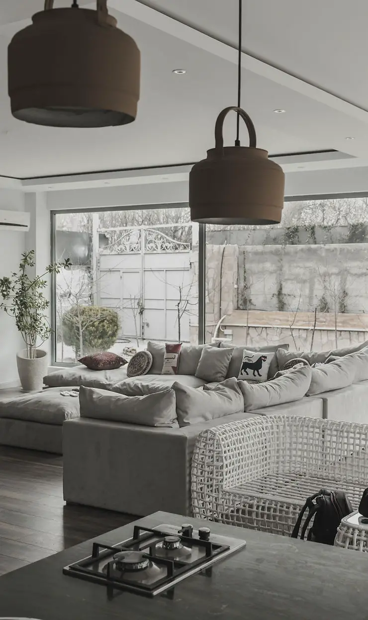 large family home minimalist living room