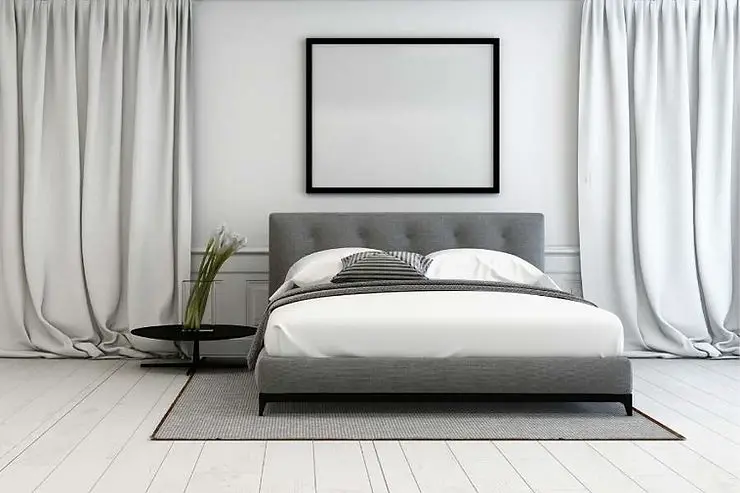 minimalist elegant grey bedroom