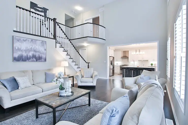modern minimalist living room and kitchen
