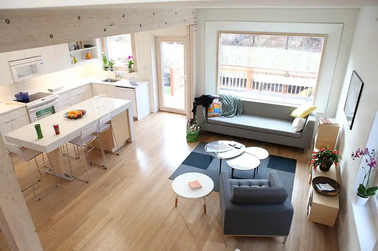 minimalist living room and kitchen ikea furniture