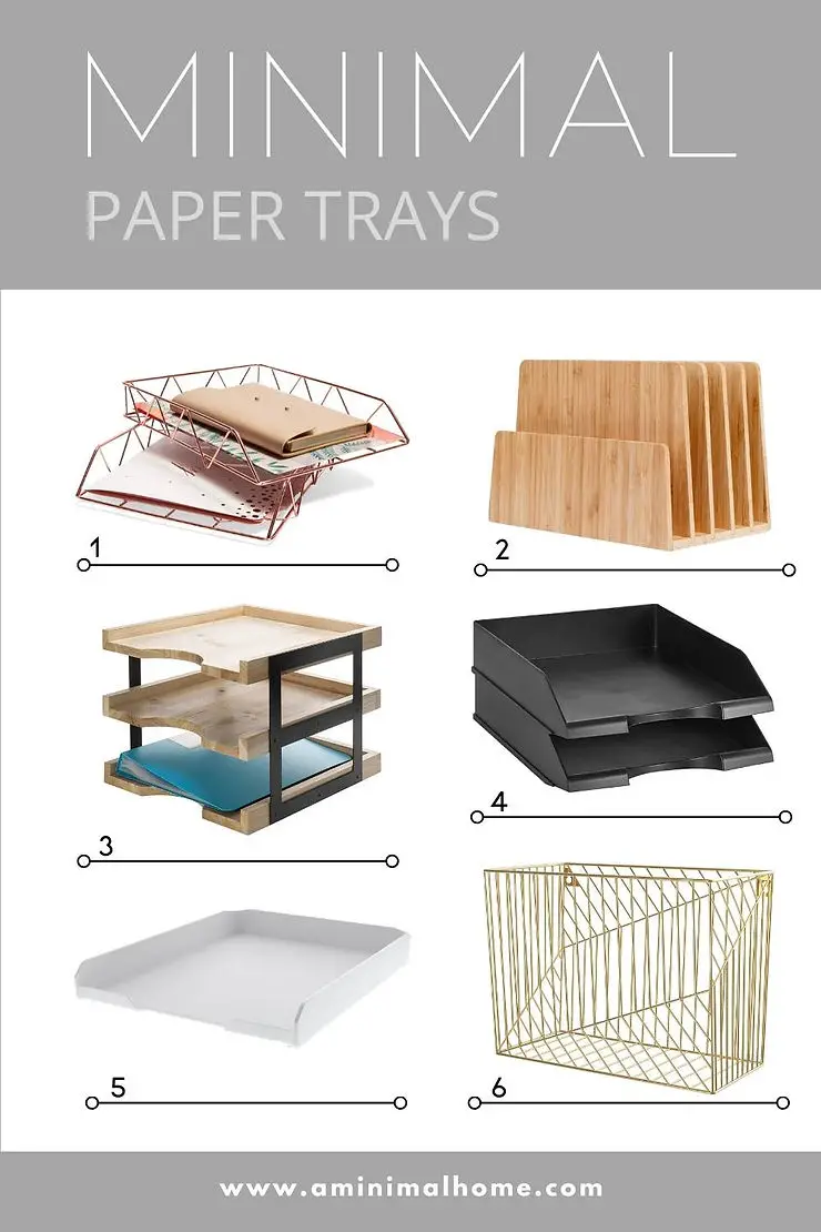 minimalist home office paper inbox trays