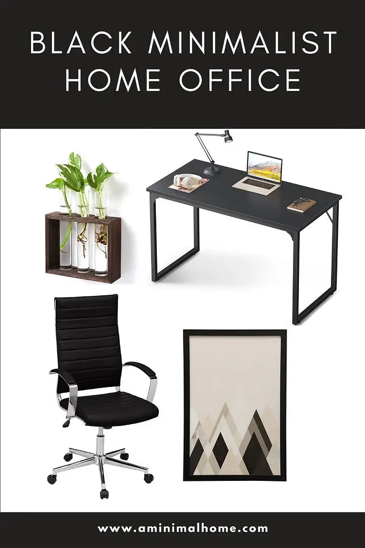 black minimalist home office