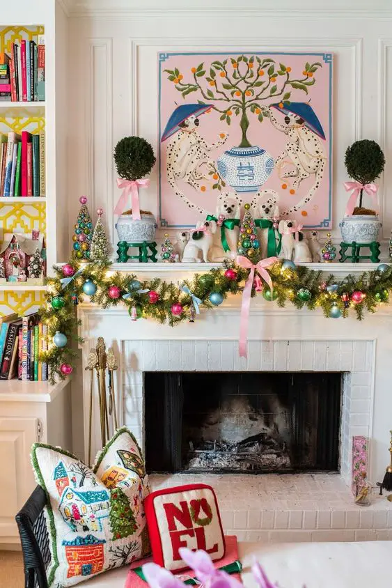 Christmas mantel decor