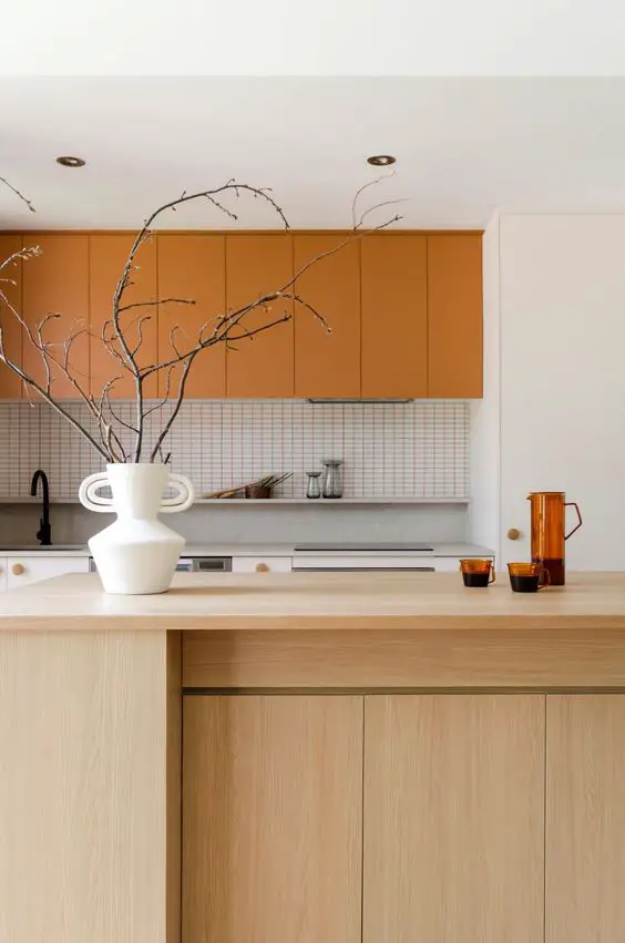 bold pop of color in kitchen