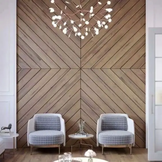 Chevron Living Room wood wall design