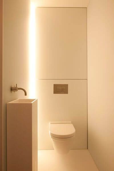 White bathroom with warm colors